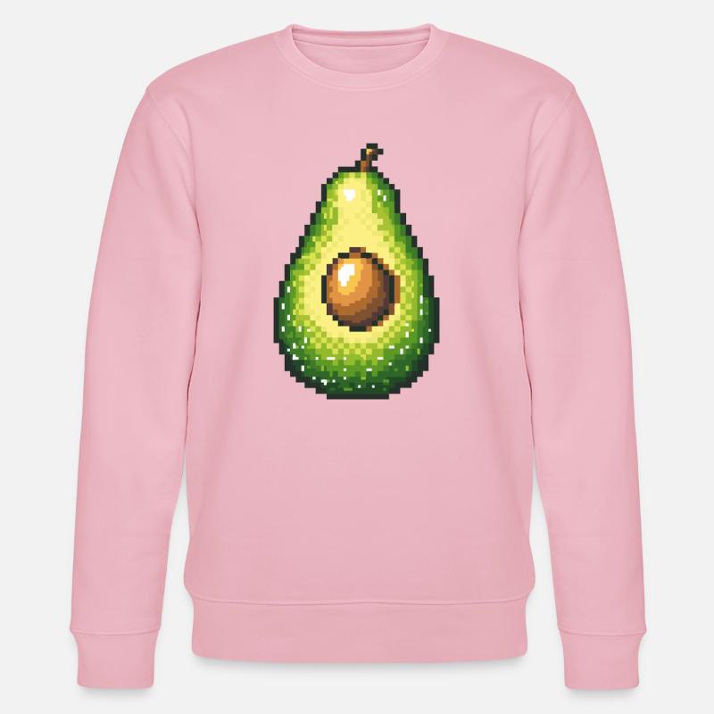 Pixel Avocado Retro Fruit Image - Stanley/Stella CHANGER Unisex Organic Sweatshirt - cotton pink