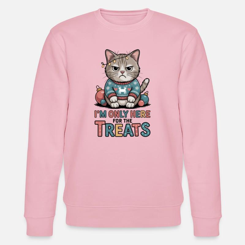 Chat sinistre en pull de Noël - Sweat bio CHANGER Stanley/Stella Unisexe - rose pâle