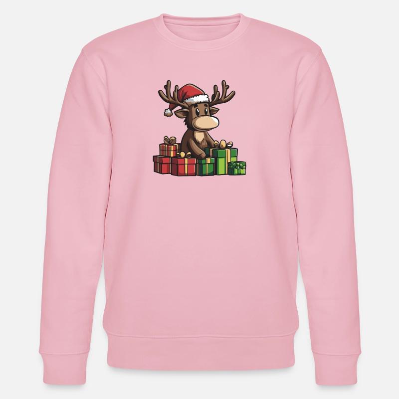 Elch Weihnachten Comic Geschenke - Stanley/Stella Unisex Bio-Sweatshirt CHANGER  - Hellrosa