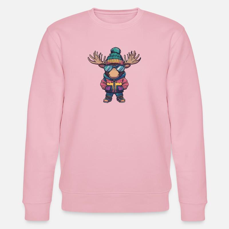 Bande dessinée d’hiver Moose - Sweat bio CHANGER Stanley/Stella Unisexe - rose pâle