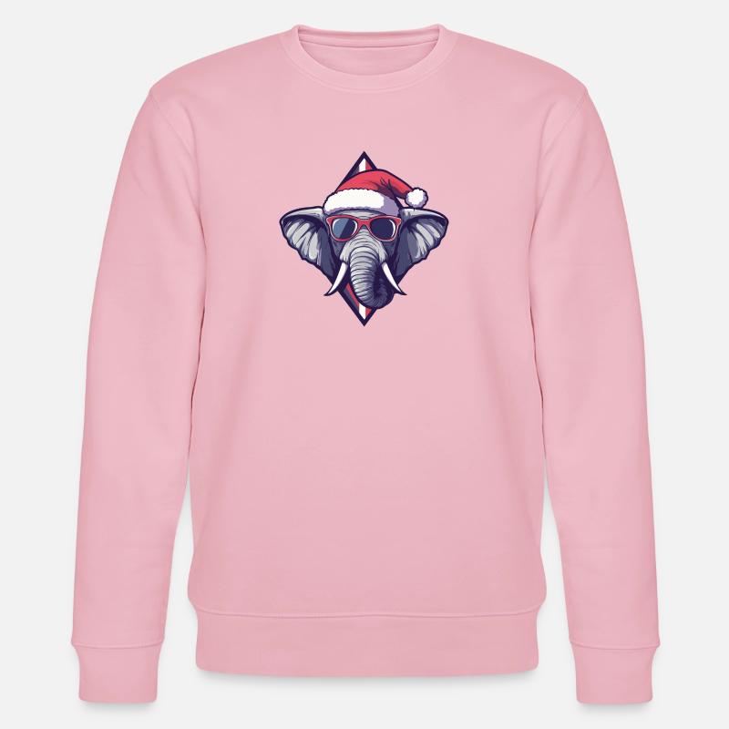 Elephant Christmas Cool - Stanley/Stella CHANGER Unisex Organic Sweatshirt - cotton pink