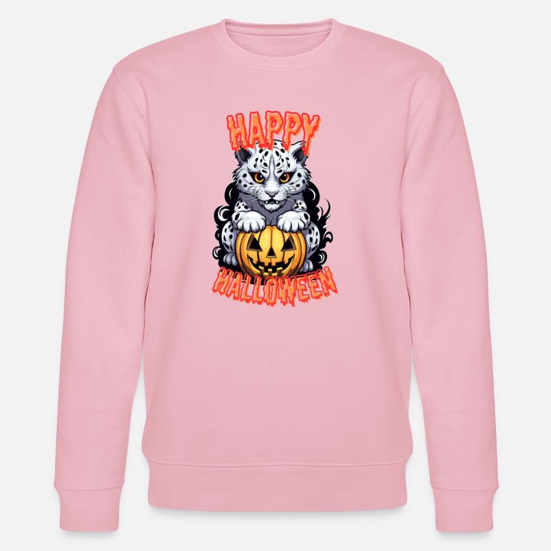 Halloween Schnee-Leopard mit Kürbis - Stanley/Stella Unisex Bio-Sweatshirt CHANGER - Hellrosa