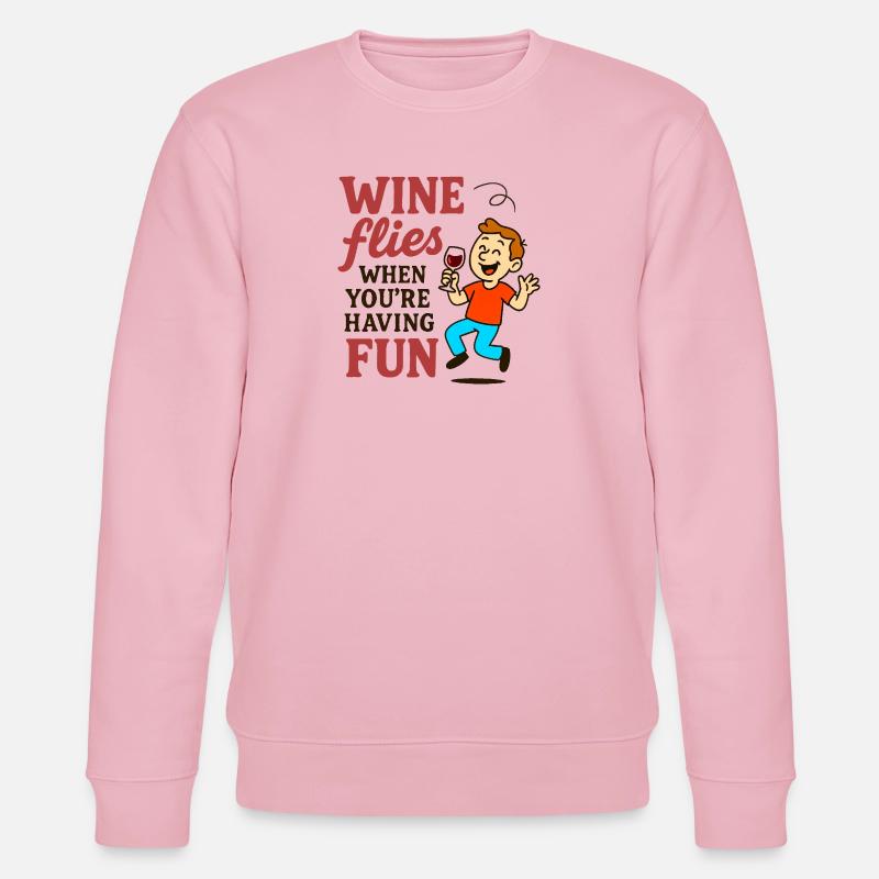 Fröhlich trinken Wein lustiger Text - Stanley/Stella Unisex Bio-Sweatshirt CHANGER  - Hellrosa