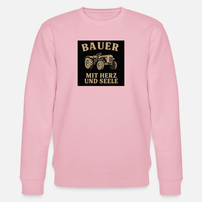 Bauerherz Traktor Motiv - Stanley/Stella Unisex Bio-Sweatshirt CHANGER  - Hellrosa