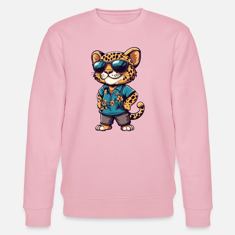 Leopard Comic Urlaub - Stanley/Stella Unisex Bio-Sweatshirt CHANGER  - Hellrosa