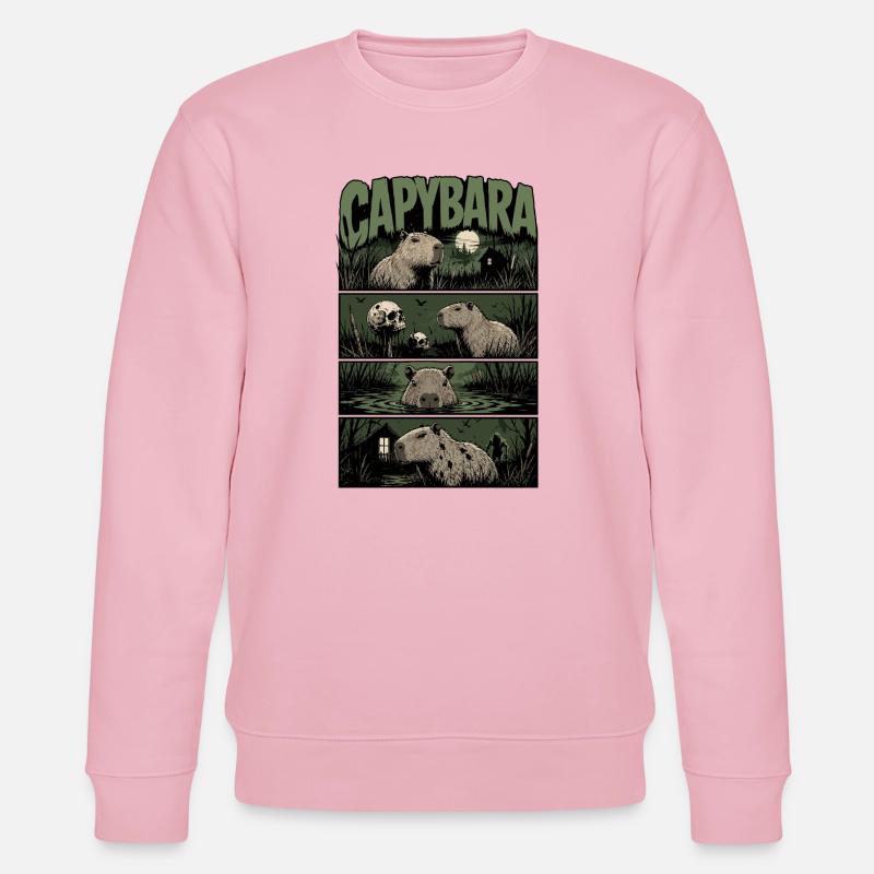 Night Swim Capybara Horror - Stanley/Stella CHANGER Unisex Organic Sweatshirt - cotton pink