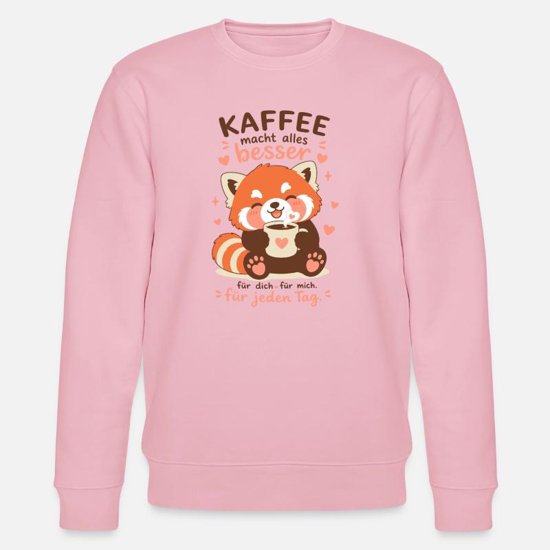 Roter Panda mit Kaffee - Stanley/Stella Unisex Bio-Sweatshirt CHANGER  - Hellrosa