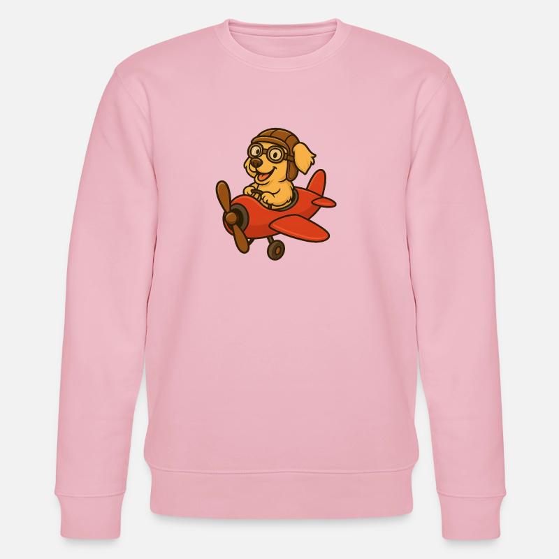 Abenteuerlustiger Hund im Flugzeug - Stanley/Stella Unisex Bio-Sweatshirt CHANGER  - Hellrosa