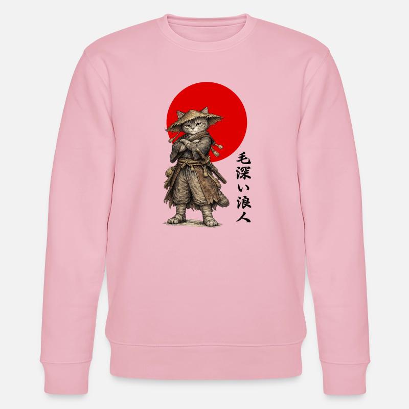 Katzen-Ronin-Samurai unter roter Sonne - Stanley/Stella Unisex Bio-Sweatshirt CHANGER  - Hellrosa