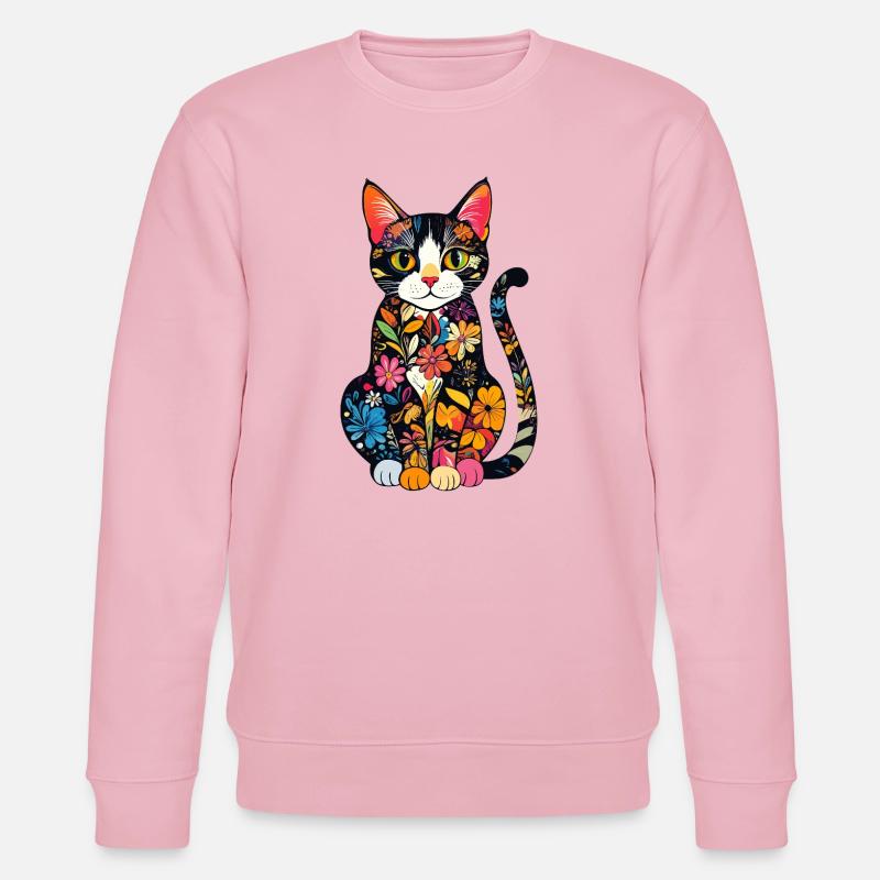 Blütenkatze Farbexplosion - Stanley/Stella Unisex Bio-Sweatshirt CHANGER  - Hellrosa