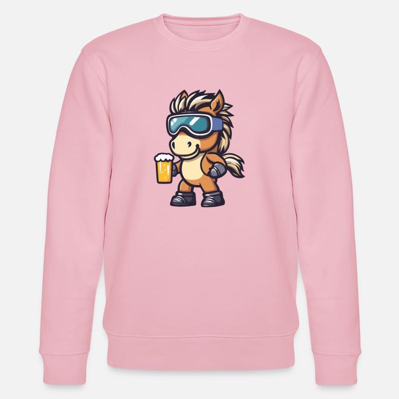 Pferd Apres Ski Bier Comic - Stanley/Stella Unisex Bio-Sweatshirt CHANGER  - Hellrosa
