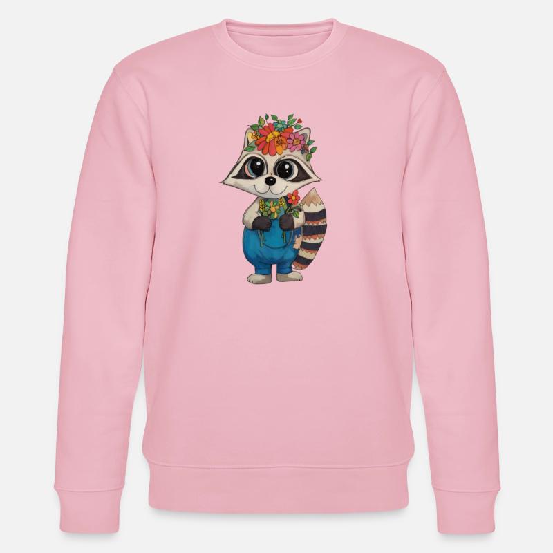 Couronne de fleurs raton laveur - Sweat bio CHANGER Stanley/Stella Unisexe - rose pâle