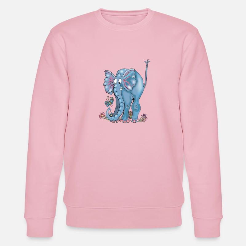 Verspielter blauer Elefant und Schmetterlinge - Stanley/Stella Unisex Bio-Sweatshirt CHANGER  - Hellrosa