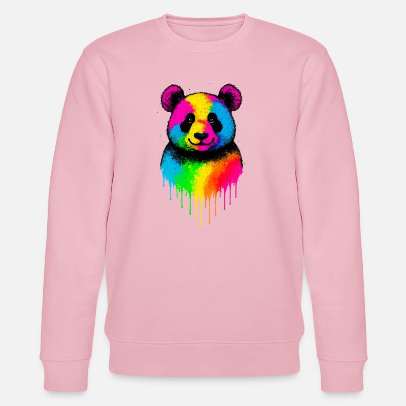 Regenbogen Panda Tropfende Kunst - Stanley/Stella Unisex Bio-Sweatshirt CHANGER  - Hellrosa