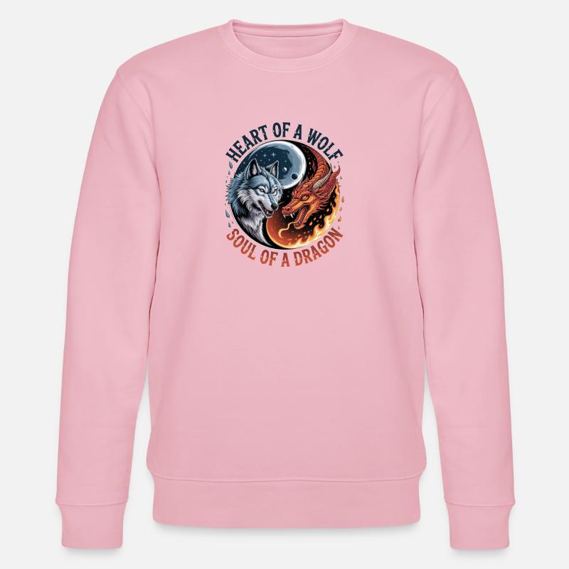 Herz des Wolfes, Seele des Drachen - Stanley/Stella Unisex Bio-Sweatshirt CHANGER  - Hellrosa
