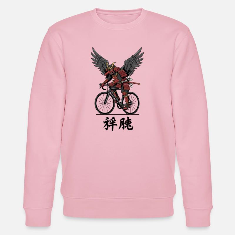 Winged Samurai on Bicycle - Stanley/Stella CHANGER Unisex Organic Sweatshirt - cotton pink