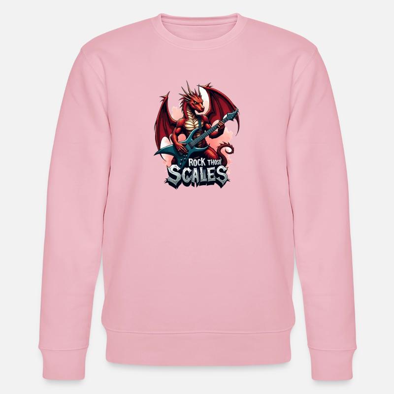 Drache mit Rockgitarre - Stanley/Stella Unisex Bio-Sweatshirt CHANGER  - Hellrosa