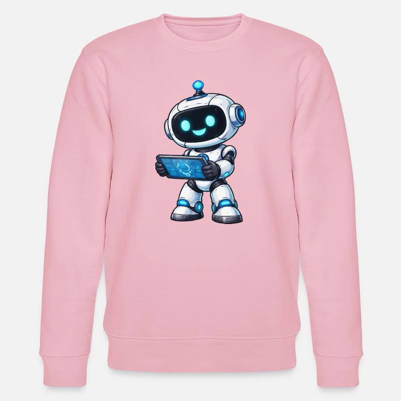 Kleiner Roboter mit Tablet - Stanley/Stella Unisex Bio-Sweatshirt CHANGER  - Hellrosa