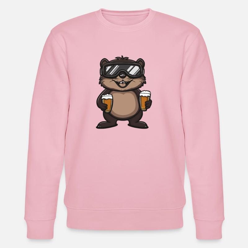 Beaver Après Ski Beer Comic - Stanley/Stella CHANGER Unisex Organic Sweatshirt - cotton pink