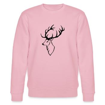 Hirschkopf - Stanley/Stella Unisex Bio-Sweatshirt CHANGER  - Hellrosa - Vorne - Jaron (178cm) & Liana (172cm)