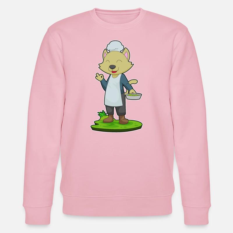 Cat Cooking Pan - Stanley/Stella CHANGER Unisex Organic Sweatshirt - cotton pink