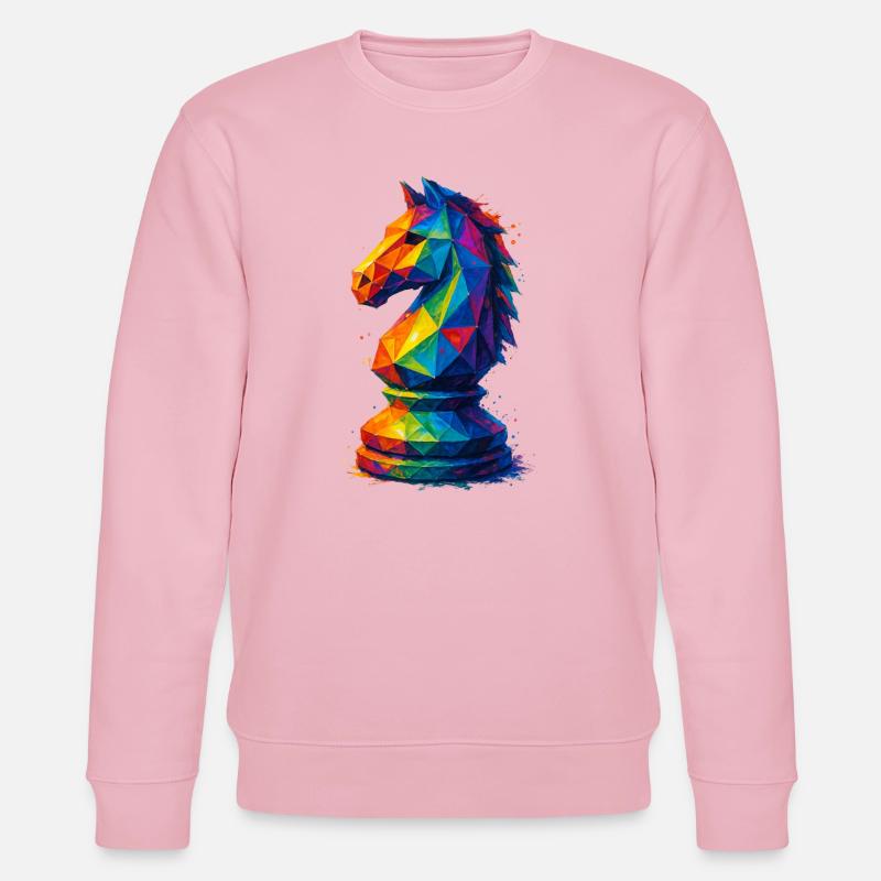 Cavalier Géométrique : L'Agilité du Saut - Sweat bio CHANGER Stanley/Stella Unisexe - rose pâle