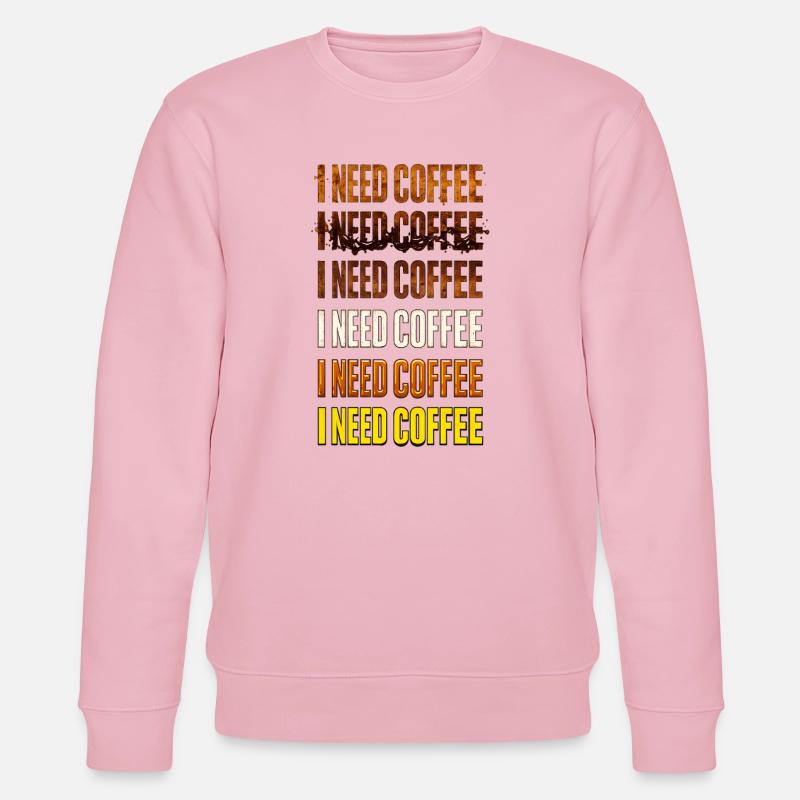 Ich brauche Kaffee – Farbverlaufstext - Stanley/Stella Unisex Bio-Sweatshirt CHANGER  - Hellrosa