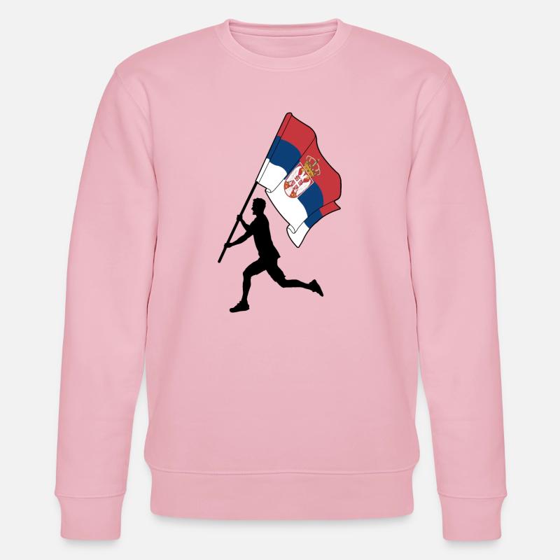 Flagge Serbien Mann läuft - Stanley/Stella Unisex Bio-Sweatshirt CHANGER  - Hellrosa