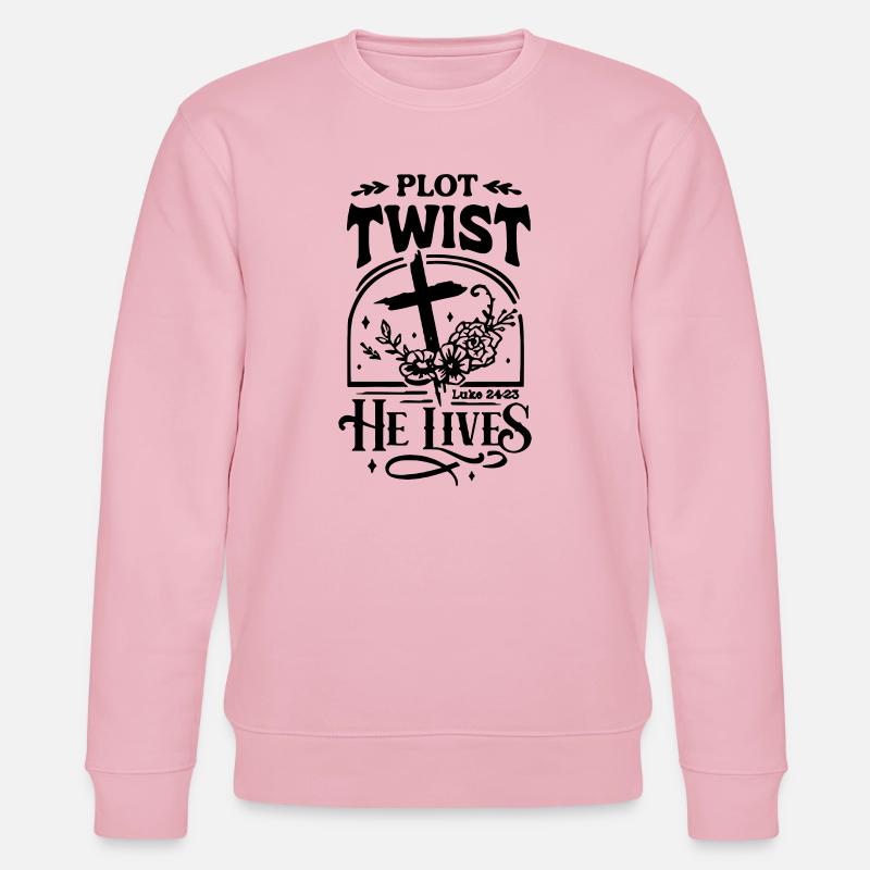Plot Twist He Lives Easter Christian - Stanley/Stella CHANGER Unisex Organic Sweatshirt - cotton pink