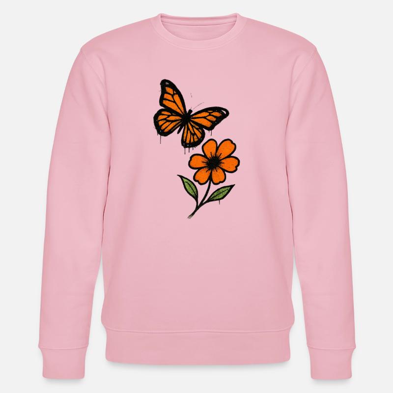Graffiti de papillons et de fleurs - Sweat bio CHANGER Stanley/Stella Unisexe - rose pâle