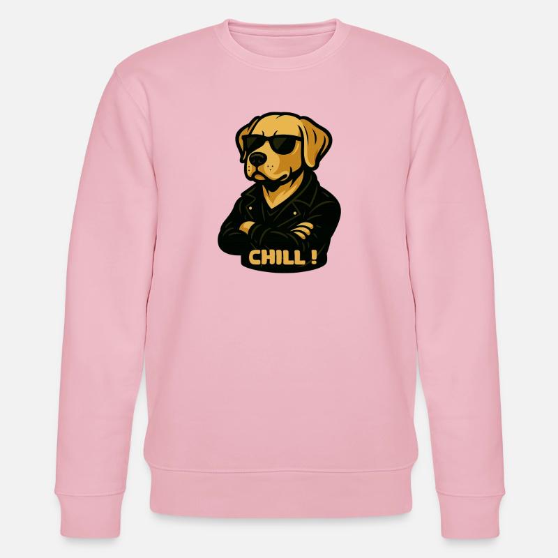 Cooler Labrador mit Sonnenbrille – Chill - Stanley/Stella Unisex Bio-Sweatshirt CHANGER - Hellrosa