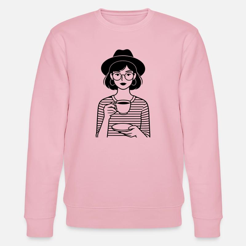 Kaffee-Hip-Mädchen - Stanley/Stella Unisex Bio-Sweatshirt CHANGER  - Hellrosa