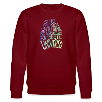 Musik in deiner Seele - Aquarell-Phrase - Stanley/Stella Unisex Bio-Sweatshirt CHANGER  - Burgunderrot - Vorne - Nik (191cm) & Marisol (170cm)