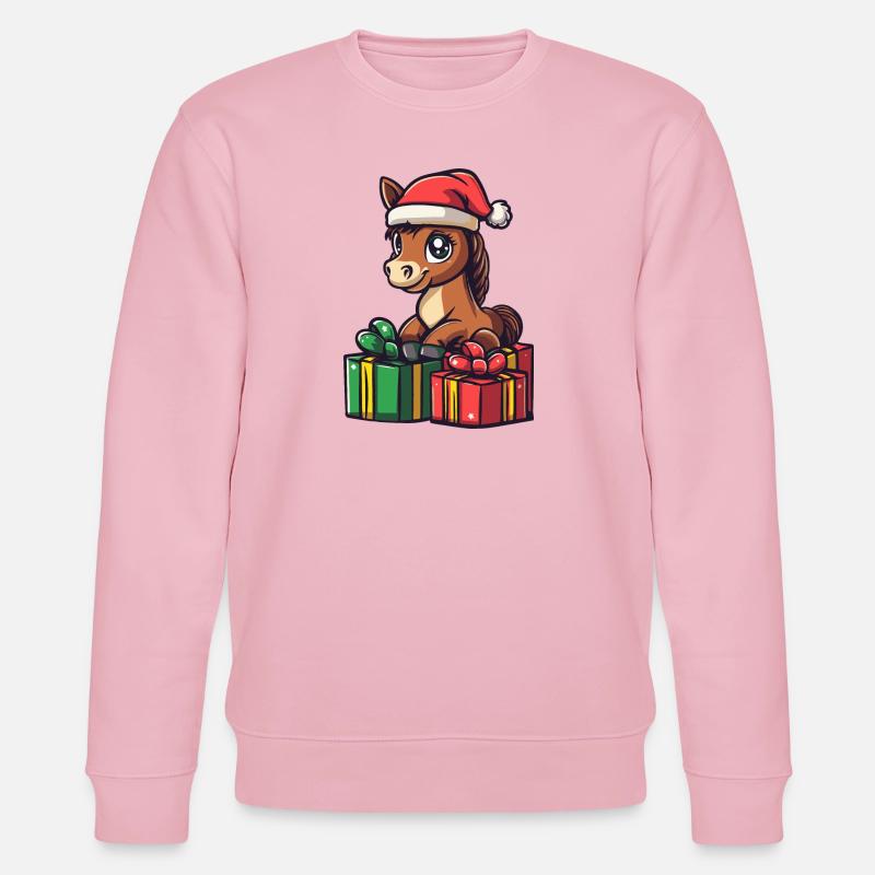 Pferd Weihnachten Comic Geschenke - Stanley/Stella Unisex Bio-Sweatshirt CHANGER  - Hellrosa