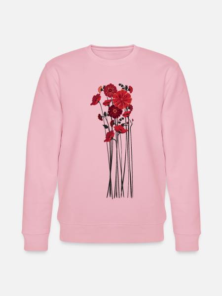 Pebble Flowers Illustration - Stanley/Stella CHANGER Unisex Organic Sweatshirt - cotton pink