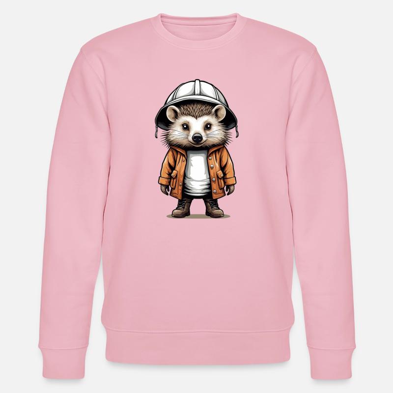 Hérisson mignon avec chapeau d’expédition - Sweat bio CHANGER Stanley/Stella Unisexe - rose pâle