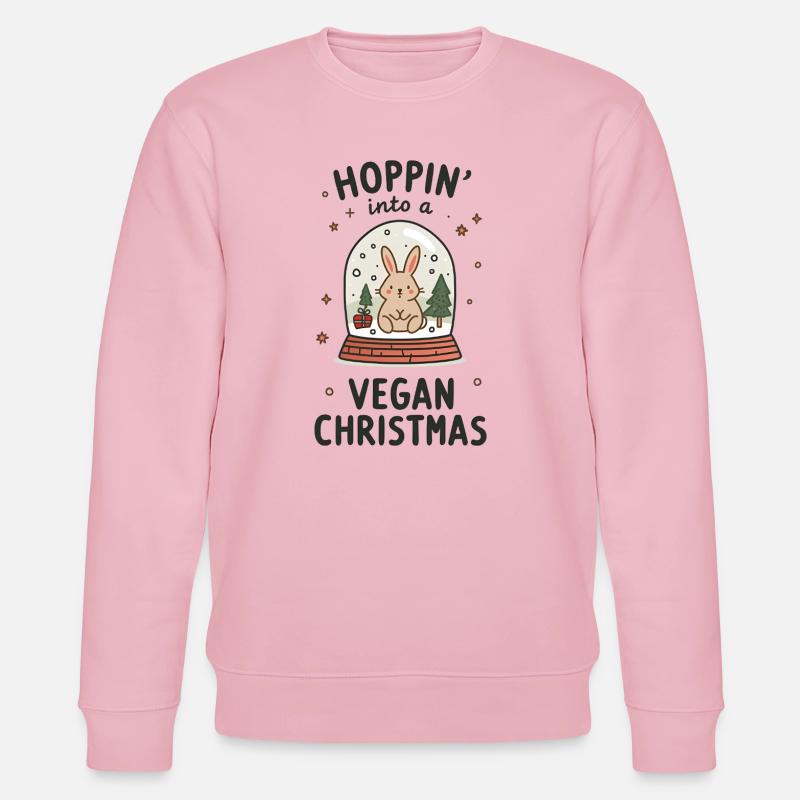 Boule à neige Bunny – Noël végétalien - Sweat bio CHANGER Stanley/Stella Unisexe - rose pâle