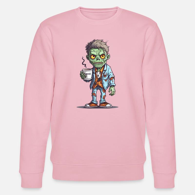 Kaffeemonster  - Koffein Zombie - Morgenmuffel - Stanley/Stella Unisex Bio-Sweatshirt CHANGER  - Hellrosa
