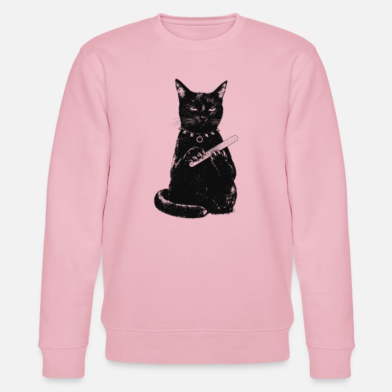 Katze mit Nagelfeile - Stanley/Stella Unisex Bio-Sweatshirt CHANGER  - Hellrosa