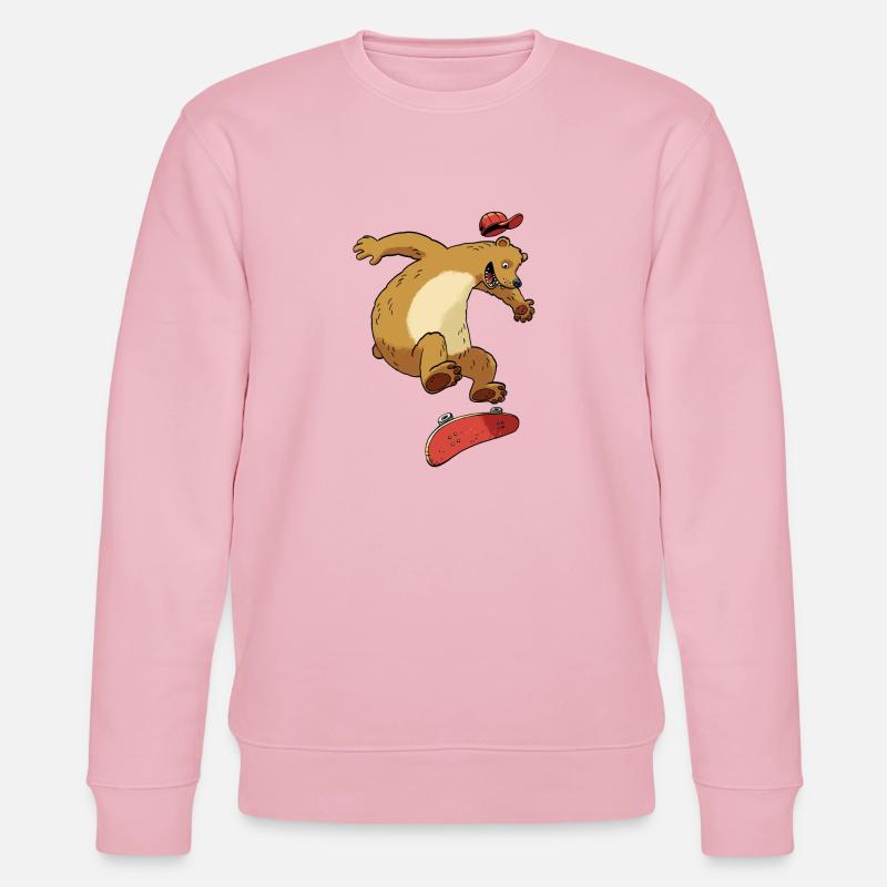 Bär auf Skateboard - Stanley/Stella Unisex Bio-Sweatshirt CHANGER  - Hellrosa