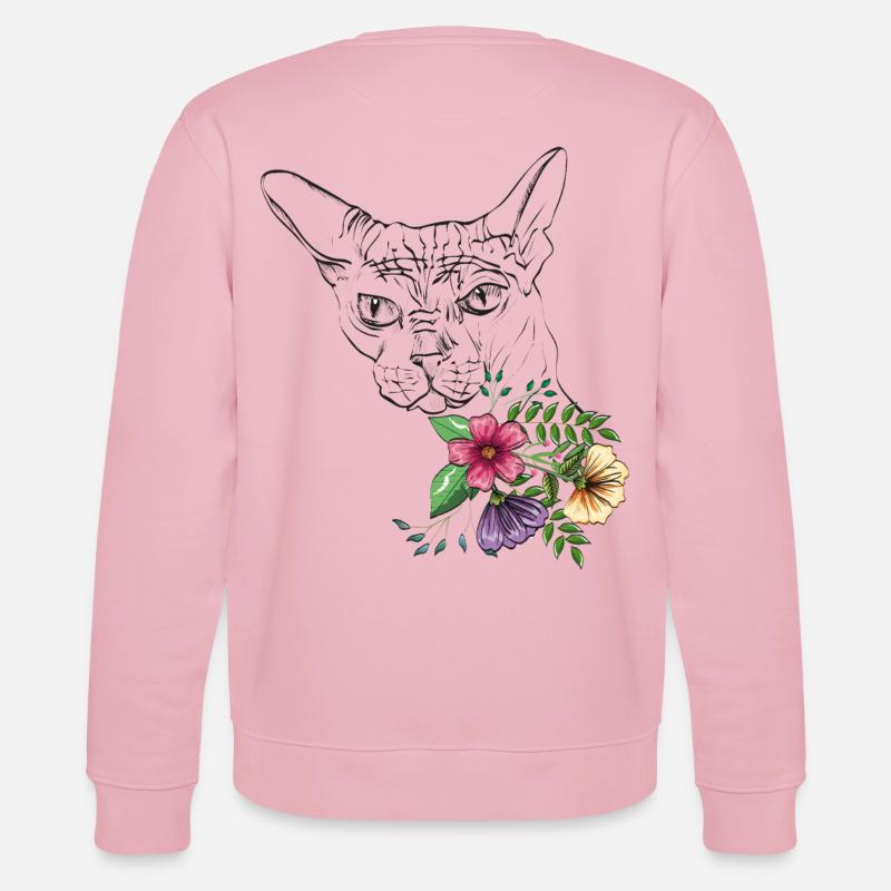 Katze mit Blumen - Stanley/Stella Unisex Bio-Sweatshirt CHANGER  - Hellrosa