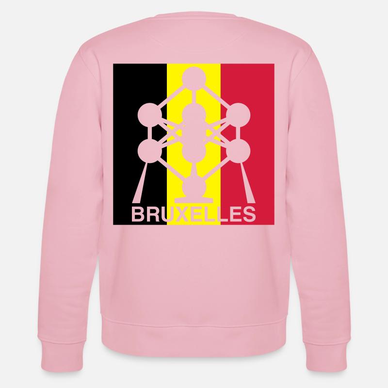 Atomium Brussels – Quadrat-Design mit belgischer Flagge - Stanley/Stella Unisex Bio-Sweatshirt CHANGER - Hellrosa