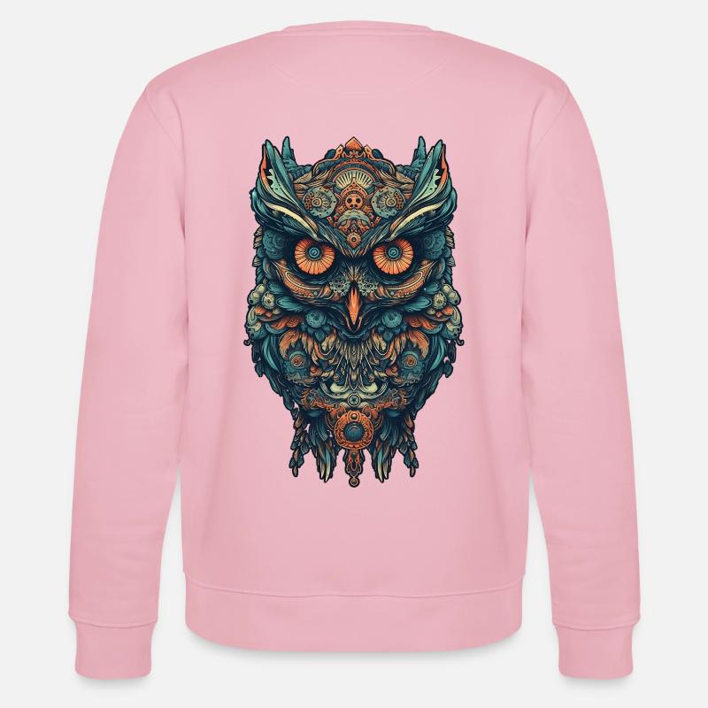 Mythical boho owl with surreal patterns - Stanley/Stella CHANGER Unisex Organic Sweatshirt - cotton pink