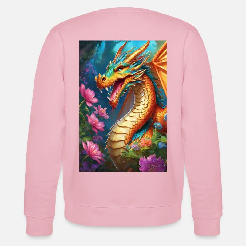 Glutdrache im blühenden Wald - Stanley/Stella Unisex Bio-Sweatshirt CHANGER - Hellrosa