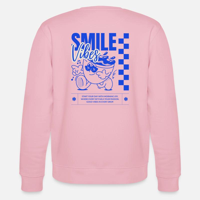 Illustration de vibrations de sourire vif - Sweat bio CHANGER Stanley/Stella Unisexe - rose pâle