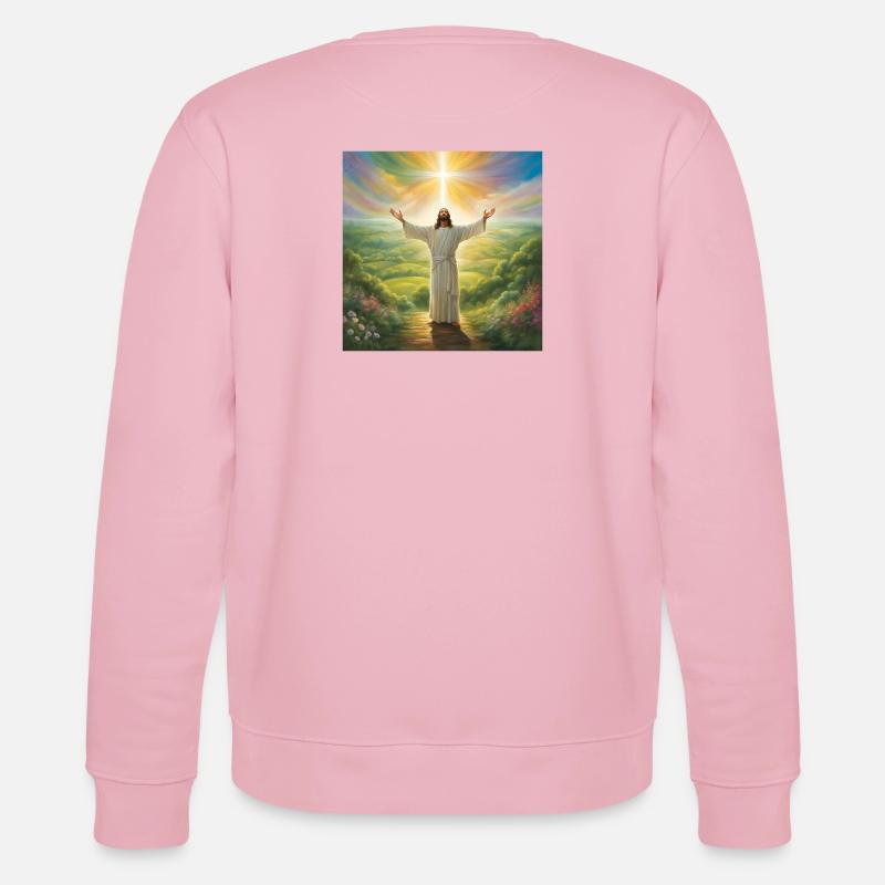 Jesus, katholischer Jesus Christus - Stanley/Stella Unisex Bio-Sweatshirt CHANGER  - Hellrosa
