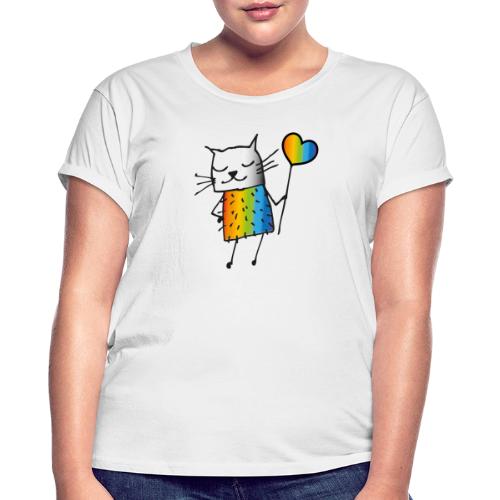 Regenbogen Katze - Frauen Oversize T-Shirt
