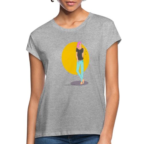 chica con auriculares - Camiseta relaxed fit para mujer