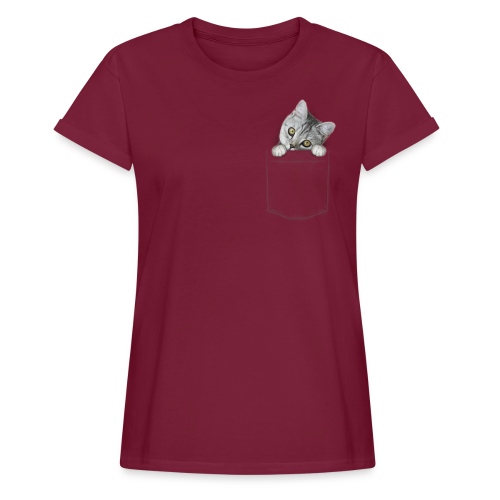 Vorschau: cat pocket - Frauen Oversize T-Shirt