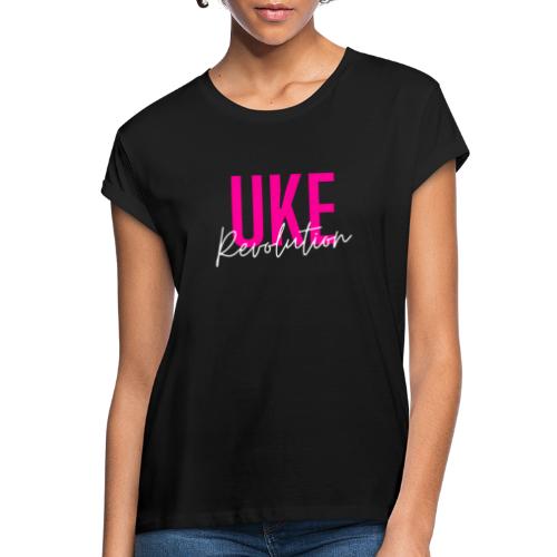 Front Only Pink Uke Revolution Name Logo - Women's Oversize T-Shirt